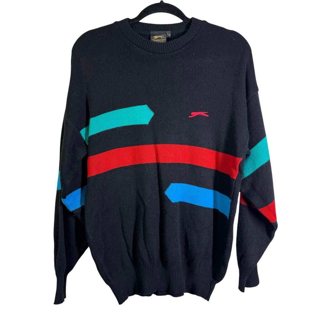 SLAZENGER Sweater UK 40 Vintage 80's Crew‎ Neck Grandpa Golf Great Britain Retro